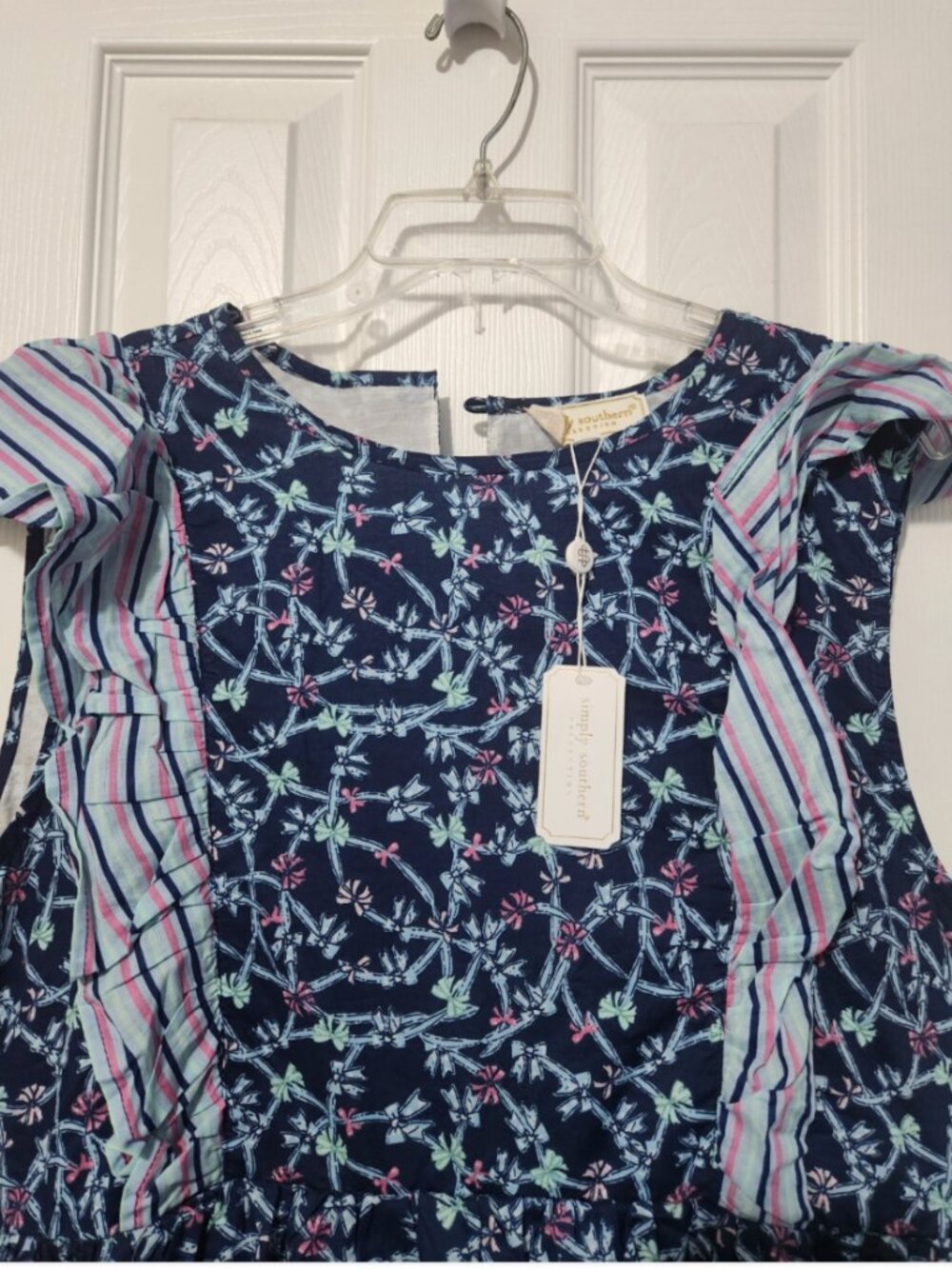 Simply Southern Hayley Bow Print Tiered Maxi Dress Ruffle Trim - Picture 4 of 13